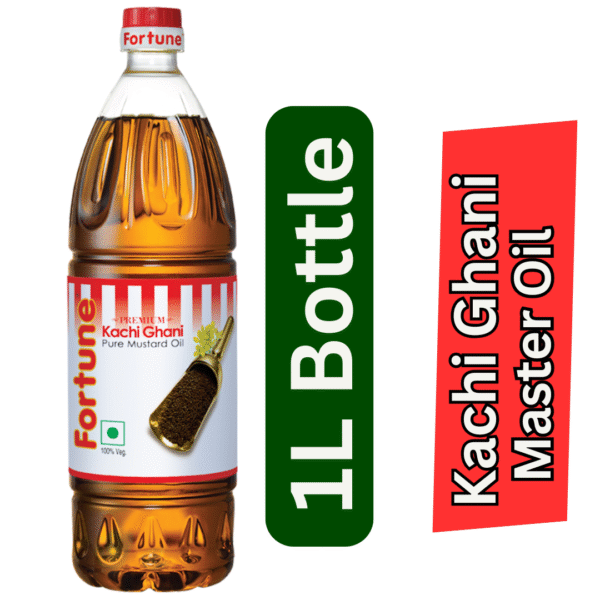 Fortune Kachi Ghani Master Mustard Oil 1 Litre – Pure & Natural Cold-Pressed Mustard Cooking Oil