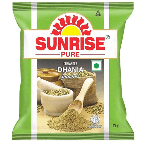 Sunrise Dhania Powder – 50g Pouch | Pure & Aromatic Coriander Spice for Authentic Indian Cooking
