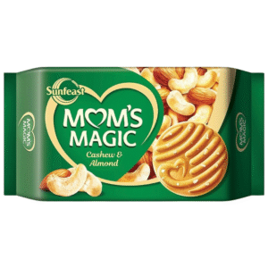 Sunfeast Mom's Magic Cashew & Almond Biscuits – 196g Pack | Rich Buttery Flavor with Crunchy Cashew & Almond Bites