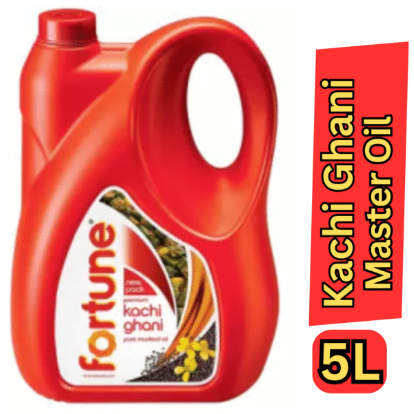 Fortune Kachi Ghani Mustard Oil – 5 Litre Bottle | Pure & Aromatic Cooking Oil for Traditional Indian Recipes