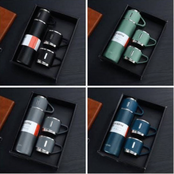 Premium Vacuum Flask Set with 2 Stainless Steel Cups – Ideal for Travel & Gifting